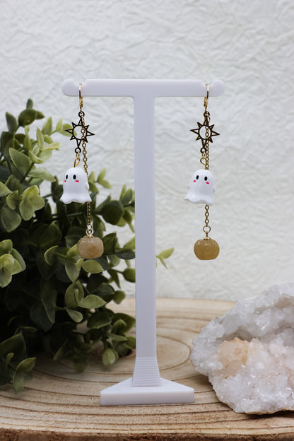 Sunny Boo Earrings - Topas-Jade Kürbis Ohrringe | Gold & Silber | Edelstahl