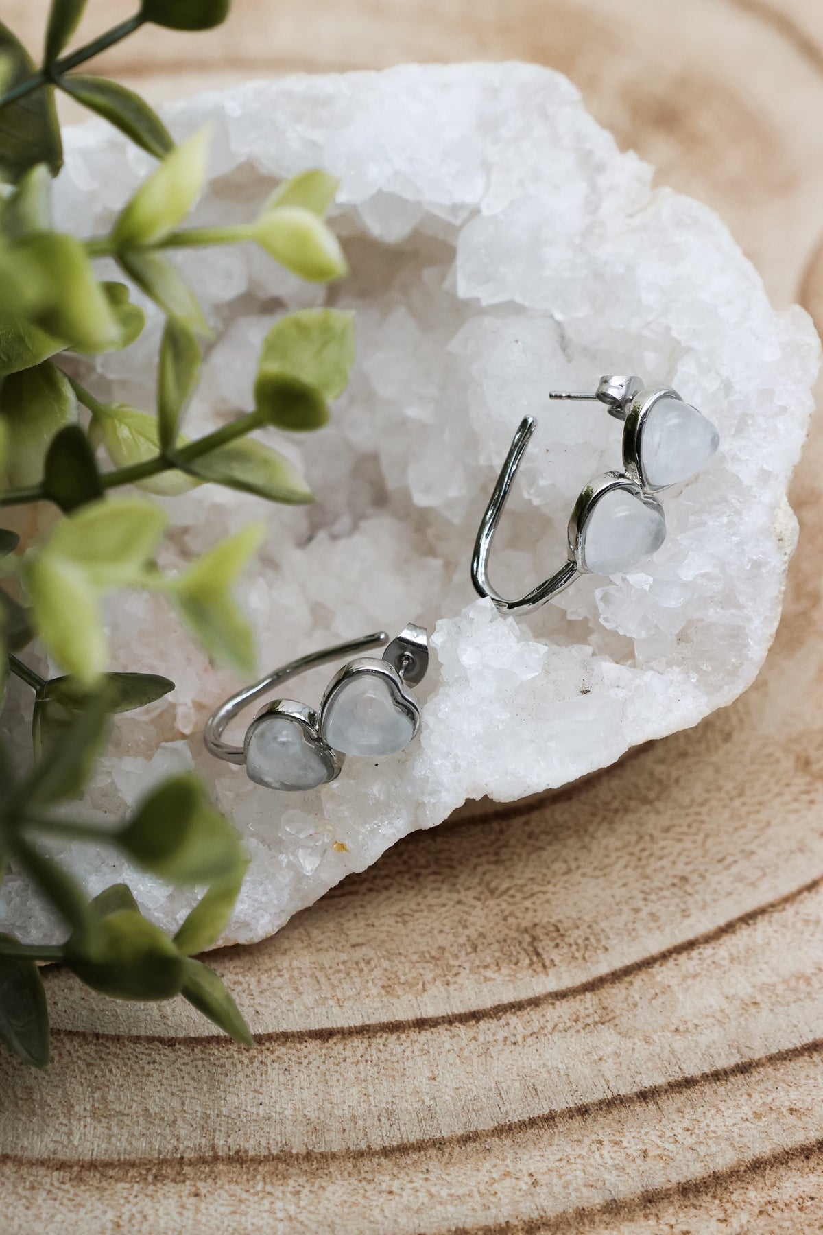 Baby Witch Herz Obsidian & Bergkristall Ohrstecker | Gold & Silber | Edelstahl
