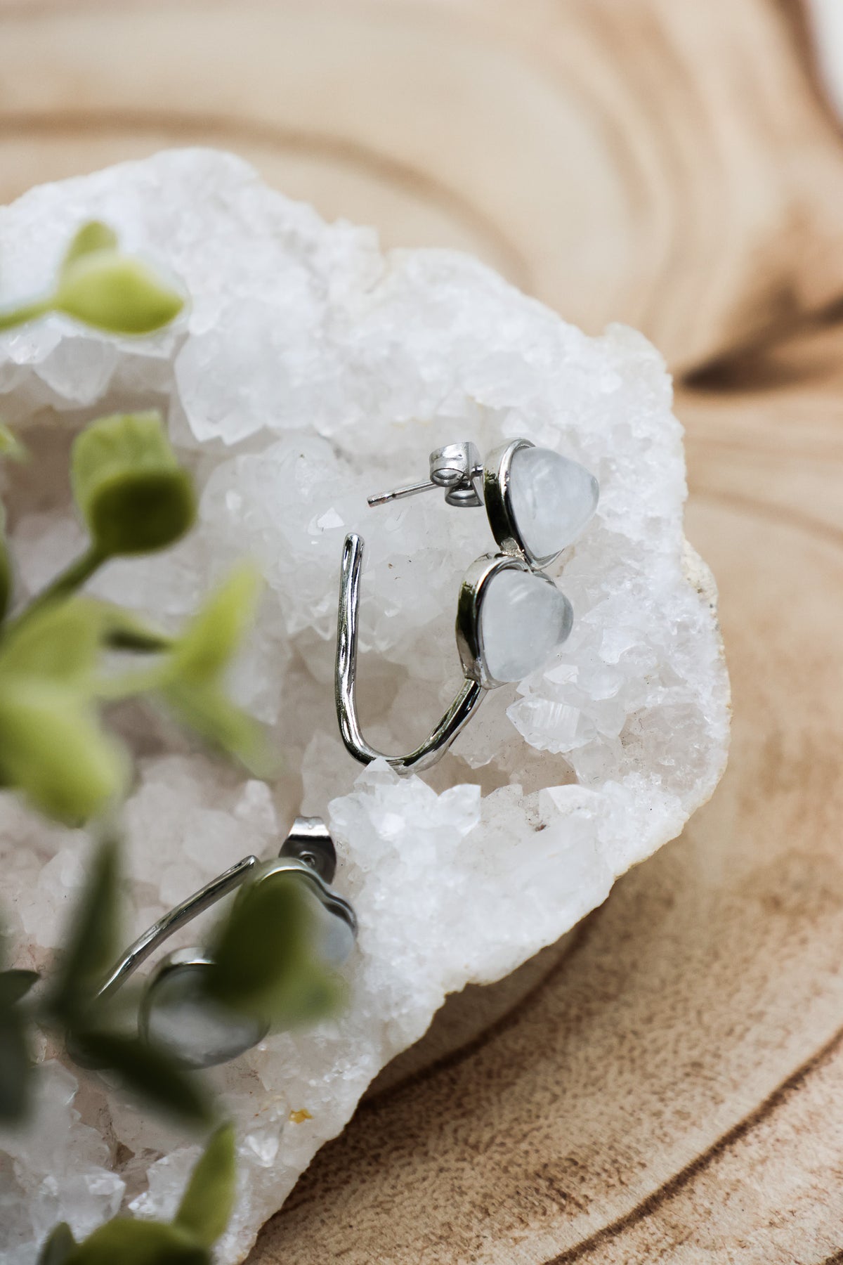 Baby Witch Herz Obsidian & Bergkristall Ohrstecker | Gold & Silber | Edelstahl