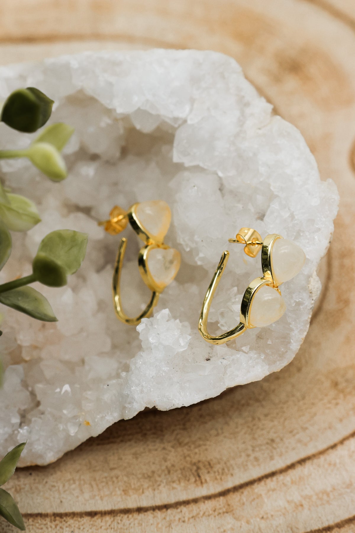 Baby Witch Herz Obsidian & Bergkristall Ohrstecker | Gold & Silber | Edelstahl