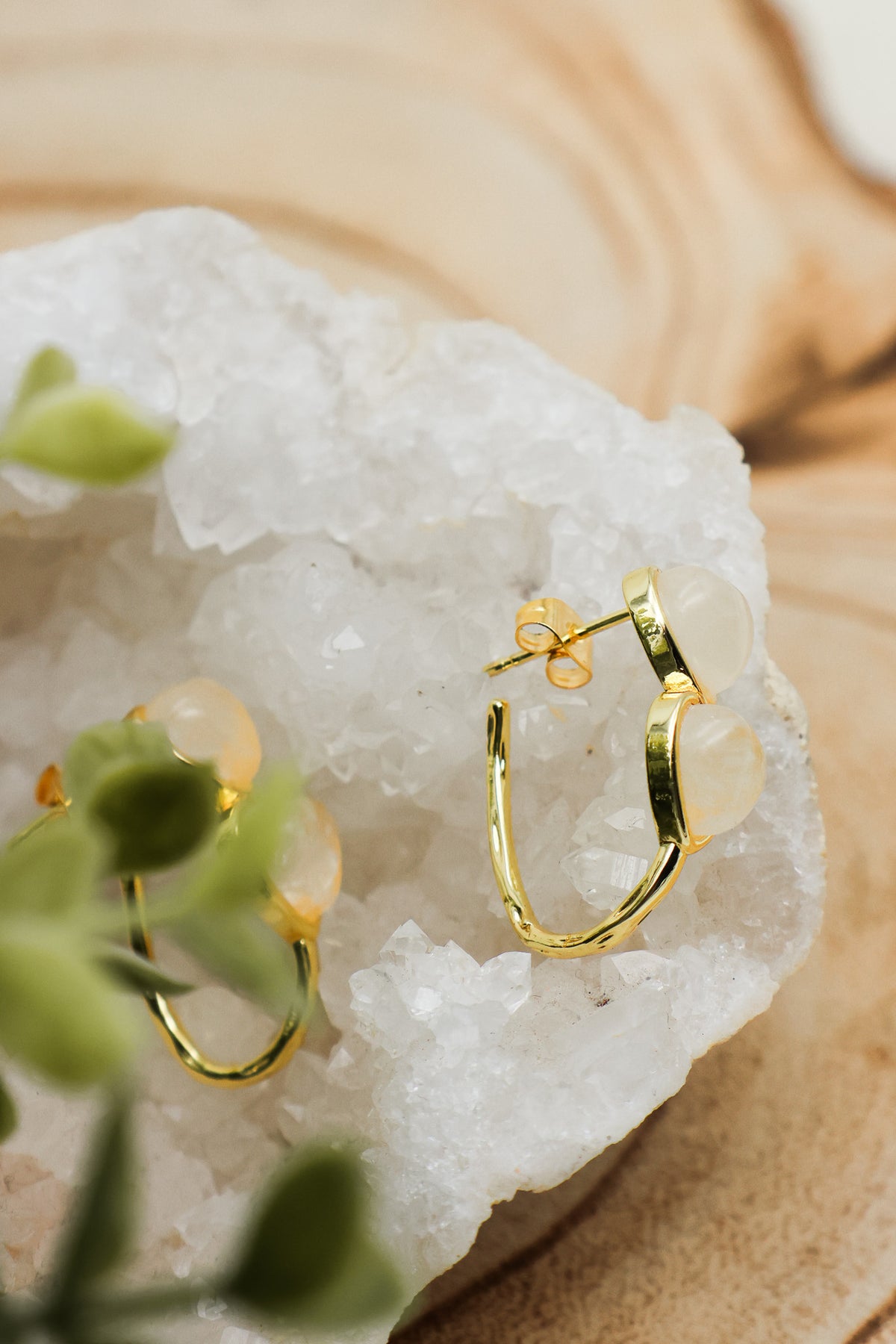 Baby Witch Herz Obsidian & Bergkristall Ohrstecker | Gold & Silber | Edelstahl