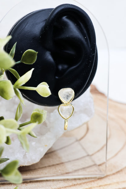Baby Witch Herz Obsidian & Bergkristall Ohrstecker | Gold & Silber | Edelstahl