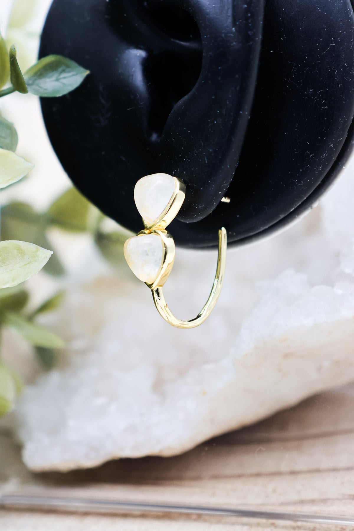 Baby Witch Herz Obsidian & Bergkristall Ohrstecker | Gold & Silber | Edelstahl