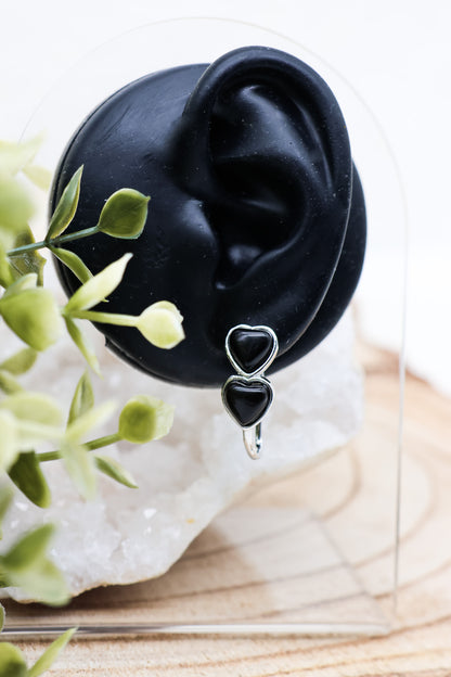 Baby Witch Herz Obsidian & Bergkristall Ohrstecker | Gold & Silber | Edelstahl