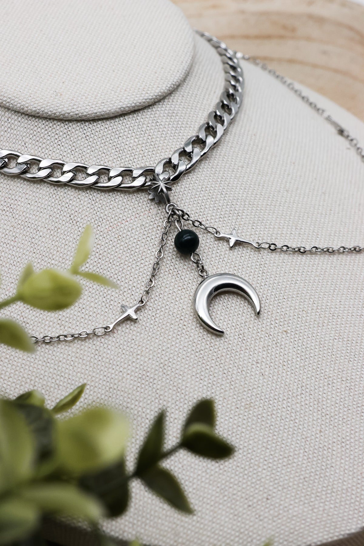Moonlit Grove Moosachat-Kette | Gold und Silber | Edelstahl