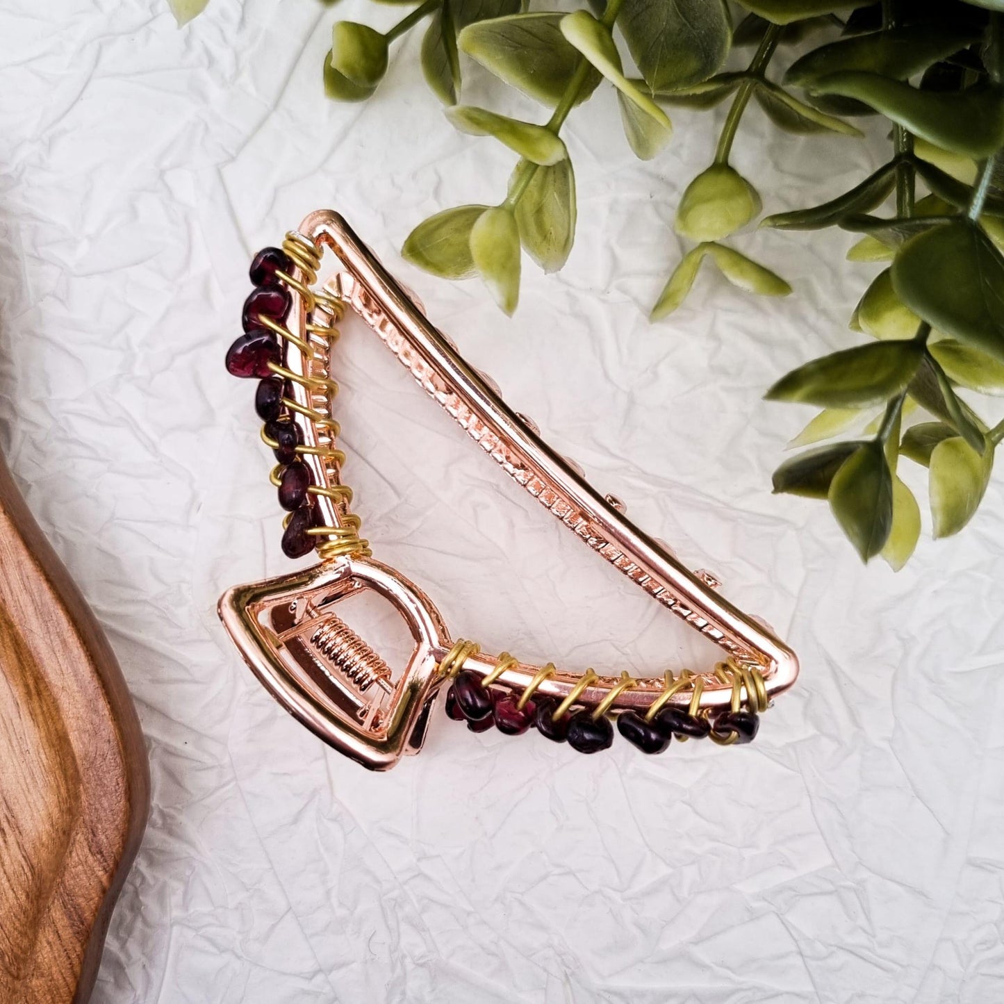 MINI Haarklammer Roségold mit Edelstein | Aquamarin, Aventurin, Amethyst, Sonnenstein, Mondstein, Granat, Tigerauge, Obsidian