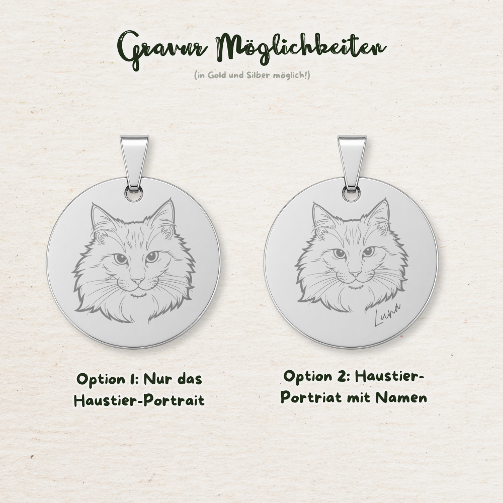 Gravur Haustier Portrait | Silber & Gold