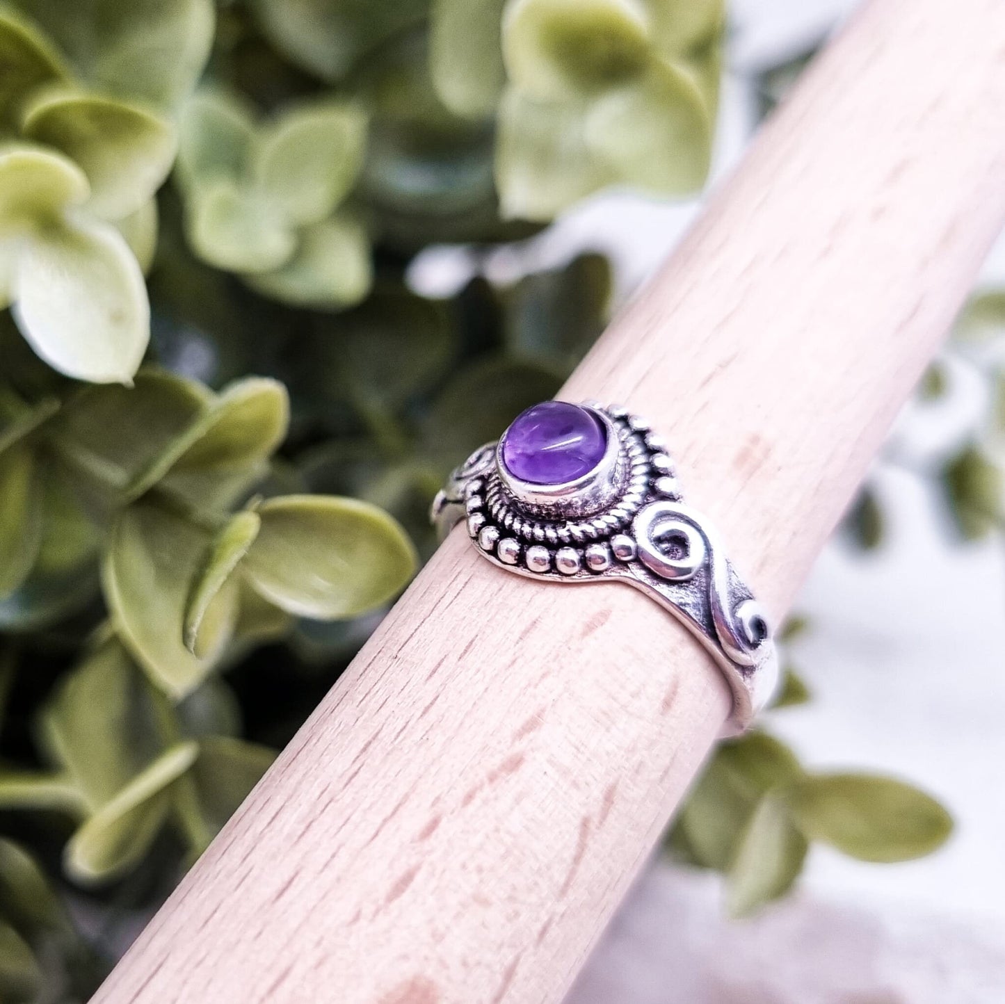 Granat - Amethyst Boho Ring | Gold & Silber | Gr. 7-8