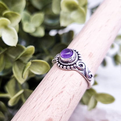 Granat - Amethyst Boho Ring | Gold & Silber | Gr. 7-8
