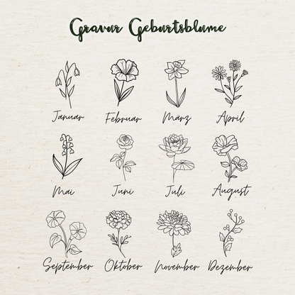 Gravur Geburtsblume Anhänger | Gold & Silber