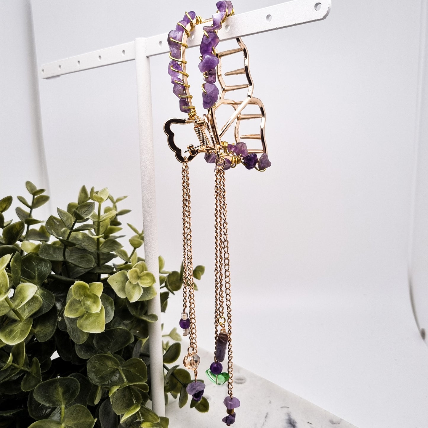 Schmetterlings Haarklammern in Gold & Silber mit Edelsteinen