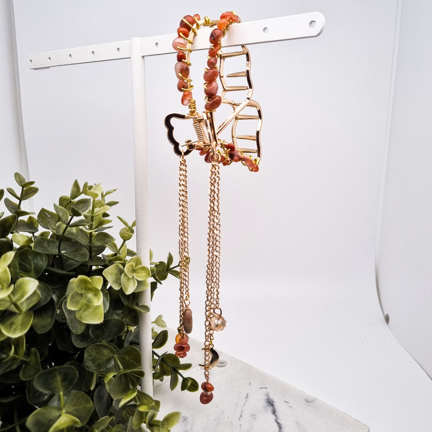 Schmetterlings Haarklammern in Gold & Silber mit Edelsteinen