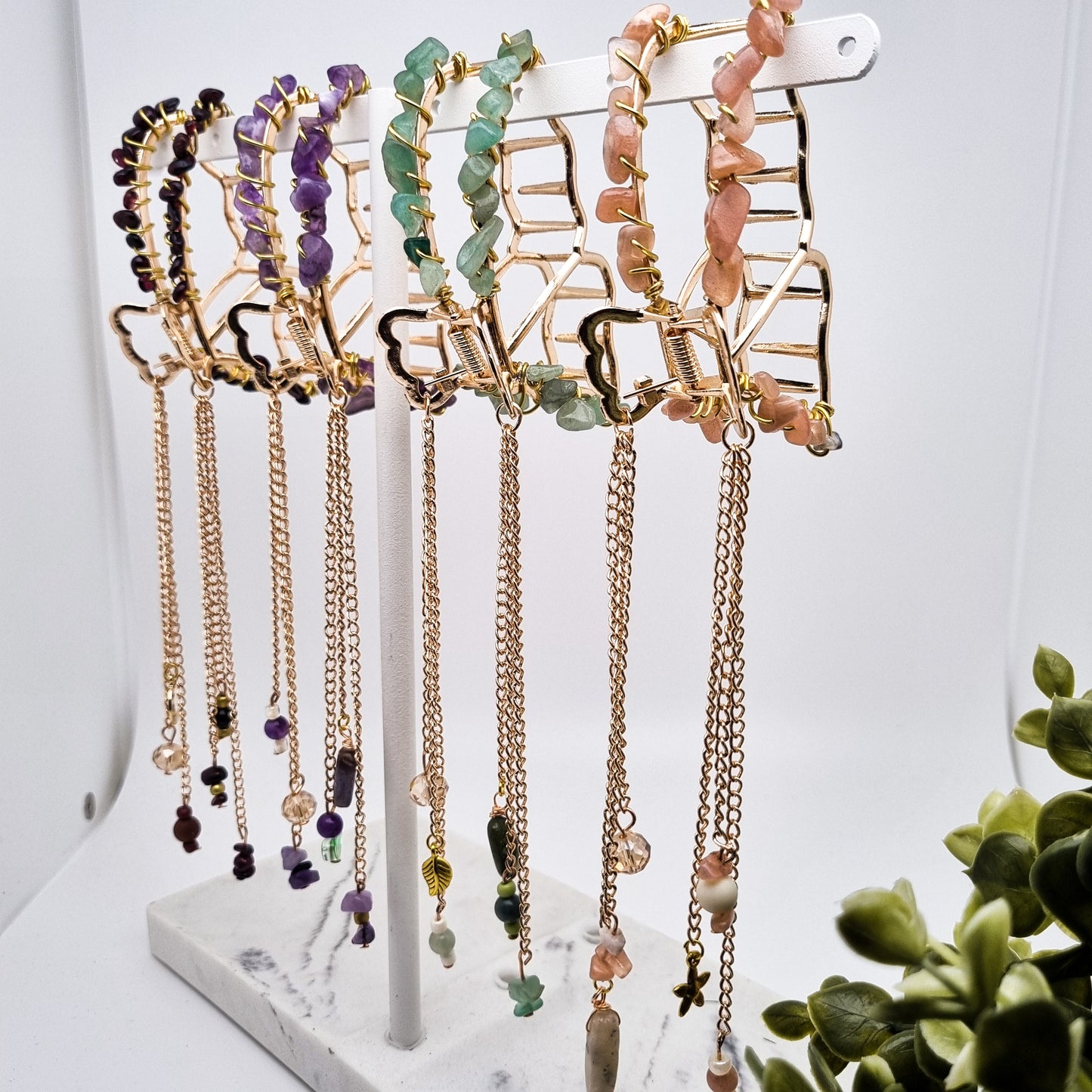 Schmetterlings Haarklammern in Gold & Silber mit Edelsteinen