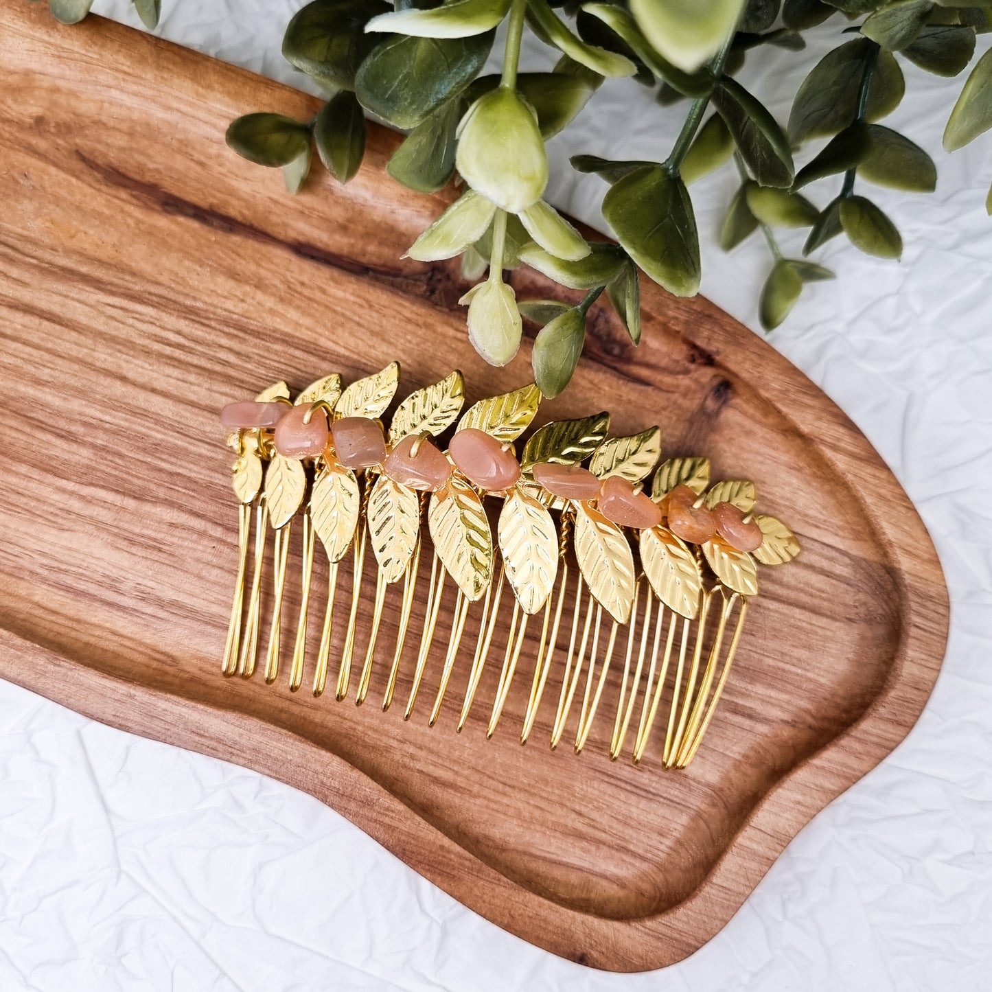 Haarkämme mit verschiedenen Edelsteinen - Haarschmuck | Gold