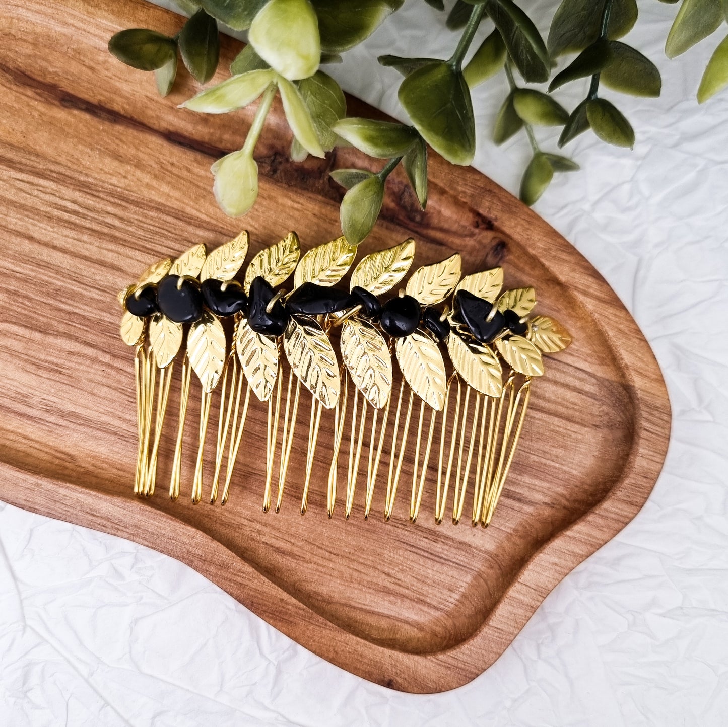 Haarkämme mit verschiedenen Edelsteinen - Haarschmuck | Gold