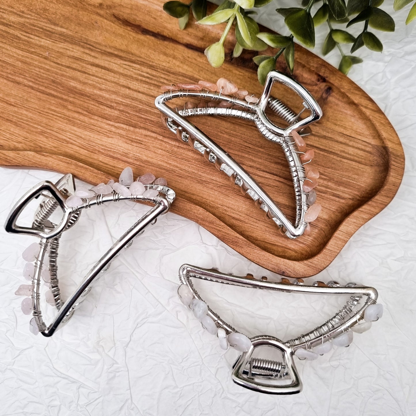 MINI Haarklammer Silber mit Edelsteinen