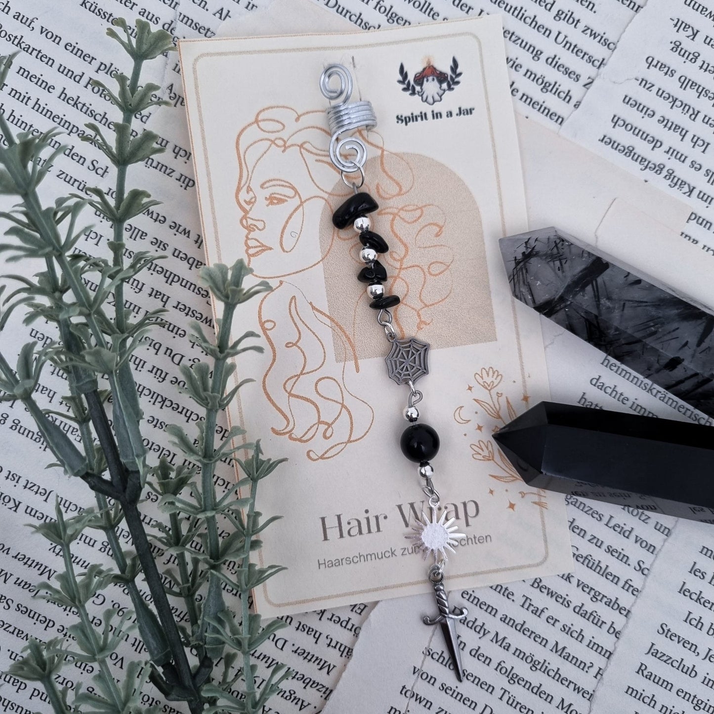 Hair Wrap Dark Reputation Era | Dreadschmuck | Obsidian