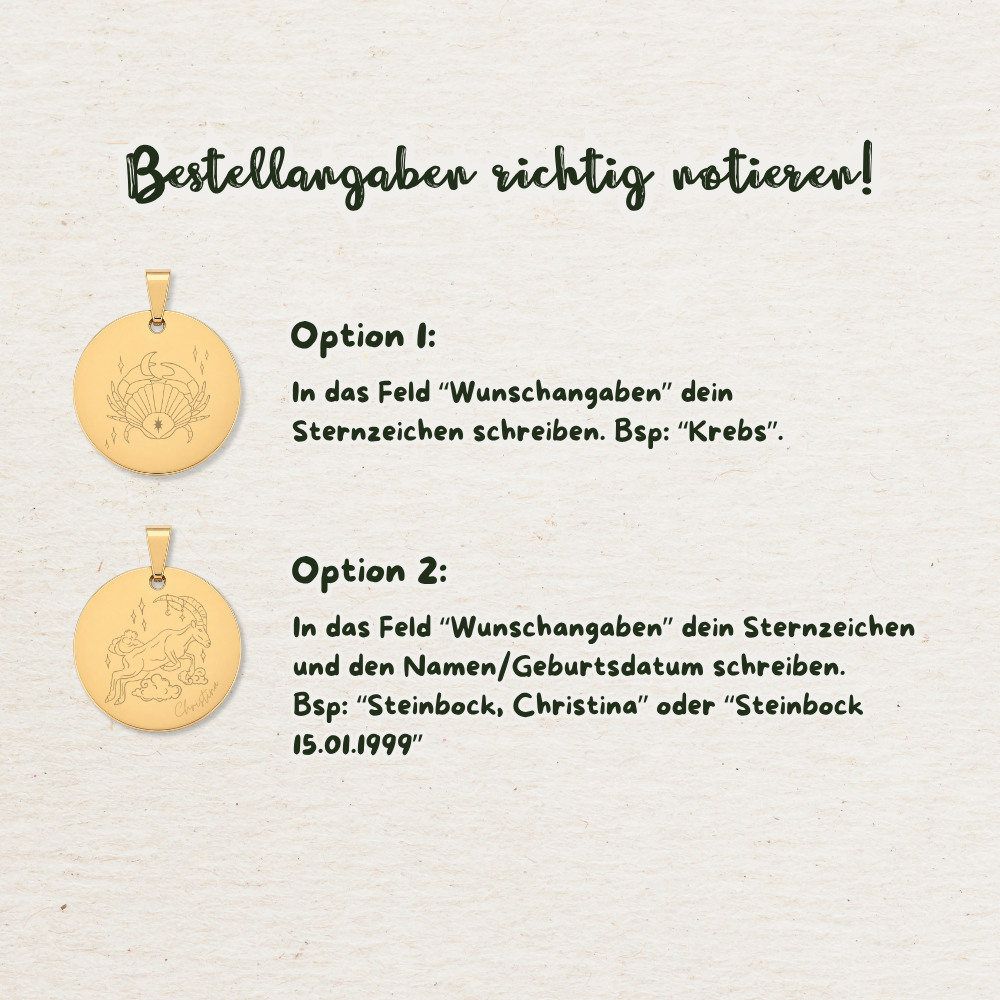 Gravur Sternzeichen | Silber & Gold