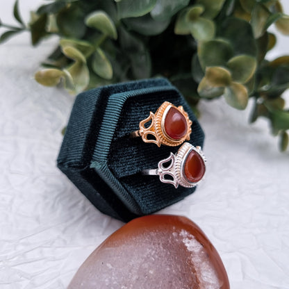 Drops of fire and water Ring | Mondstein - Karneol | Größenverstellbar