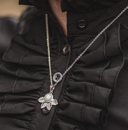 Schlichte Blätterkette - Sokkulente mit Aventurin | Edelstahl