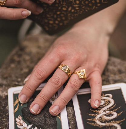 Royal flower of heaven Ring | Diamant - Aquamarin | Größenverstellbar