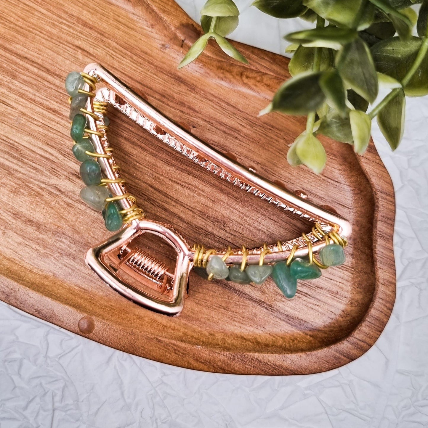 MINI Haarklammer Roségold mit Edelstein | Aquamarin, Aventurin, Amethyst, Sonnenstein, Mondstein, Granat, Tigerauge, Obsidian