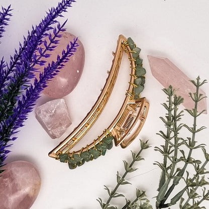 Mond-Haarklammer in Gold mit Edelsteinen