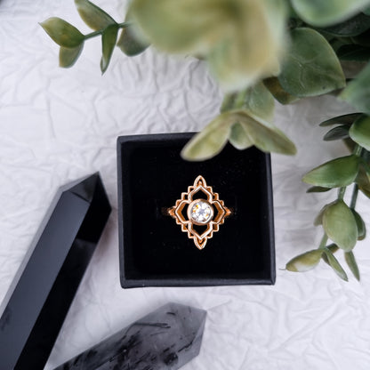 Royal flower of heaven Ring | Diamant - Aquamarin | Größenverstellbar