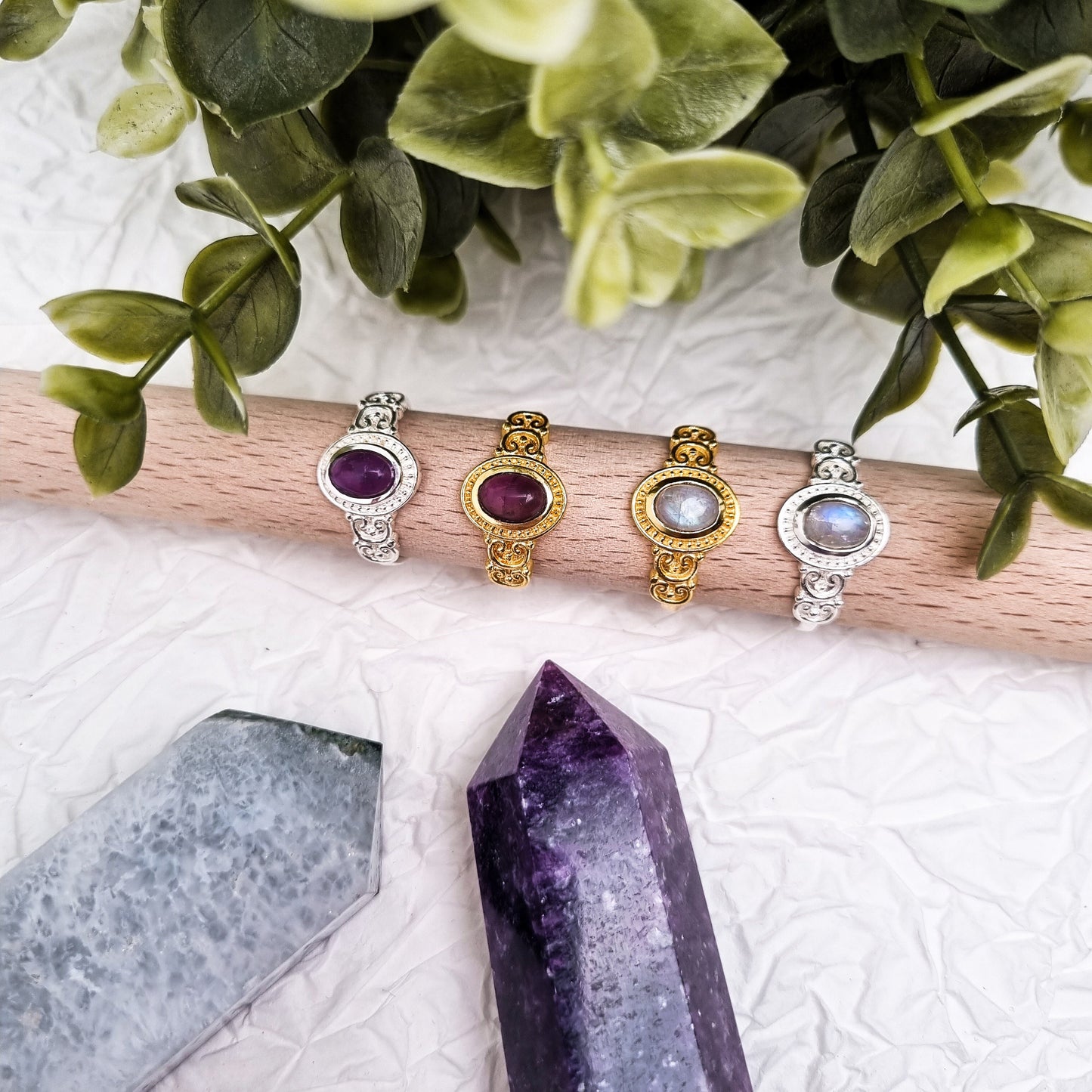 Kingdom of unification Ring | Mondstein - Amethyst | Größenverstellbar