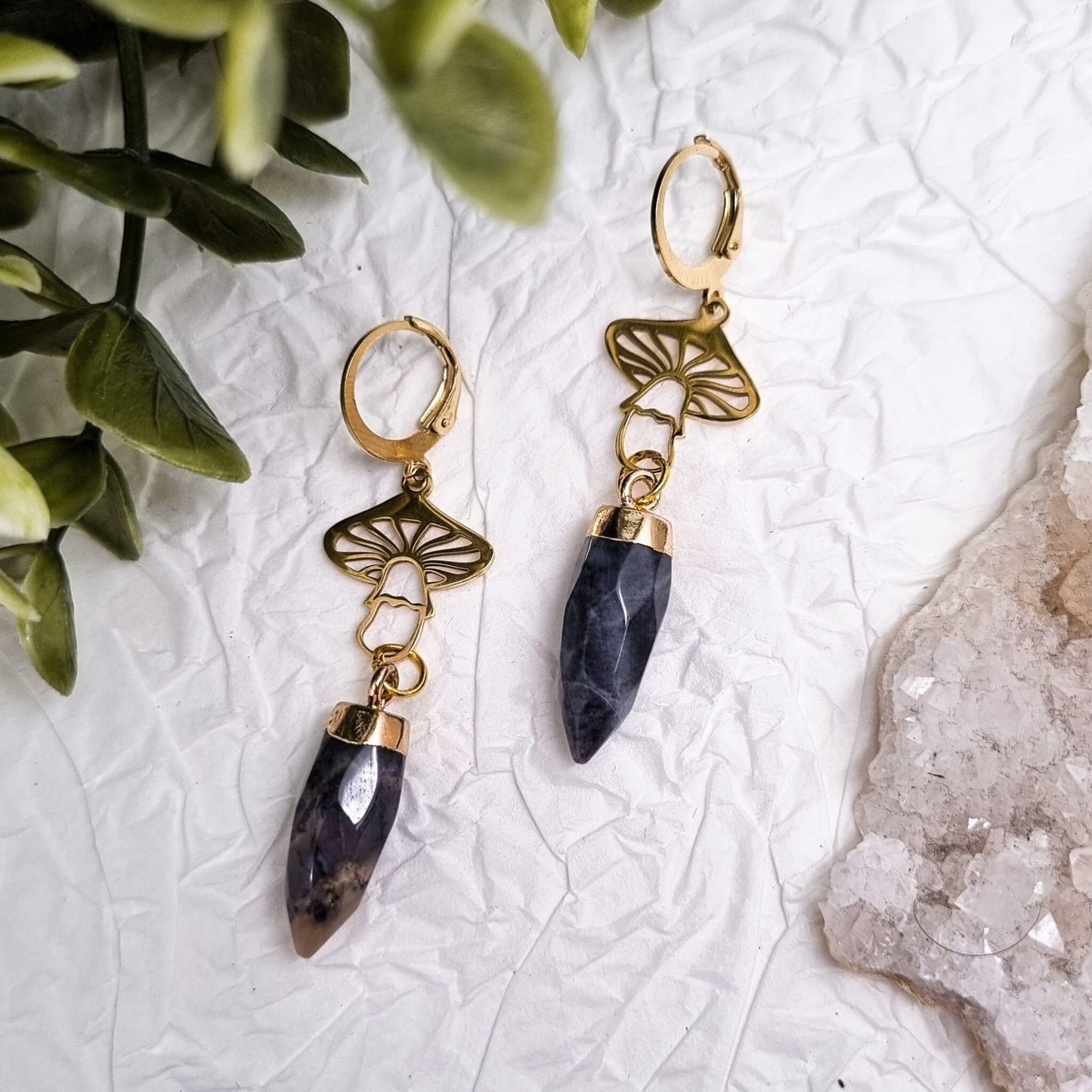 Pilzabenteuer | Blumenachat Ohrringe | Silber oder Gold