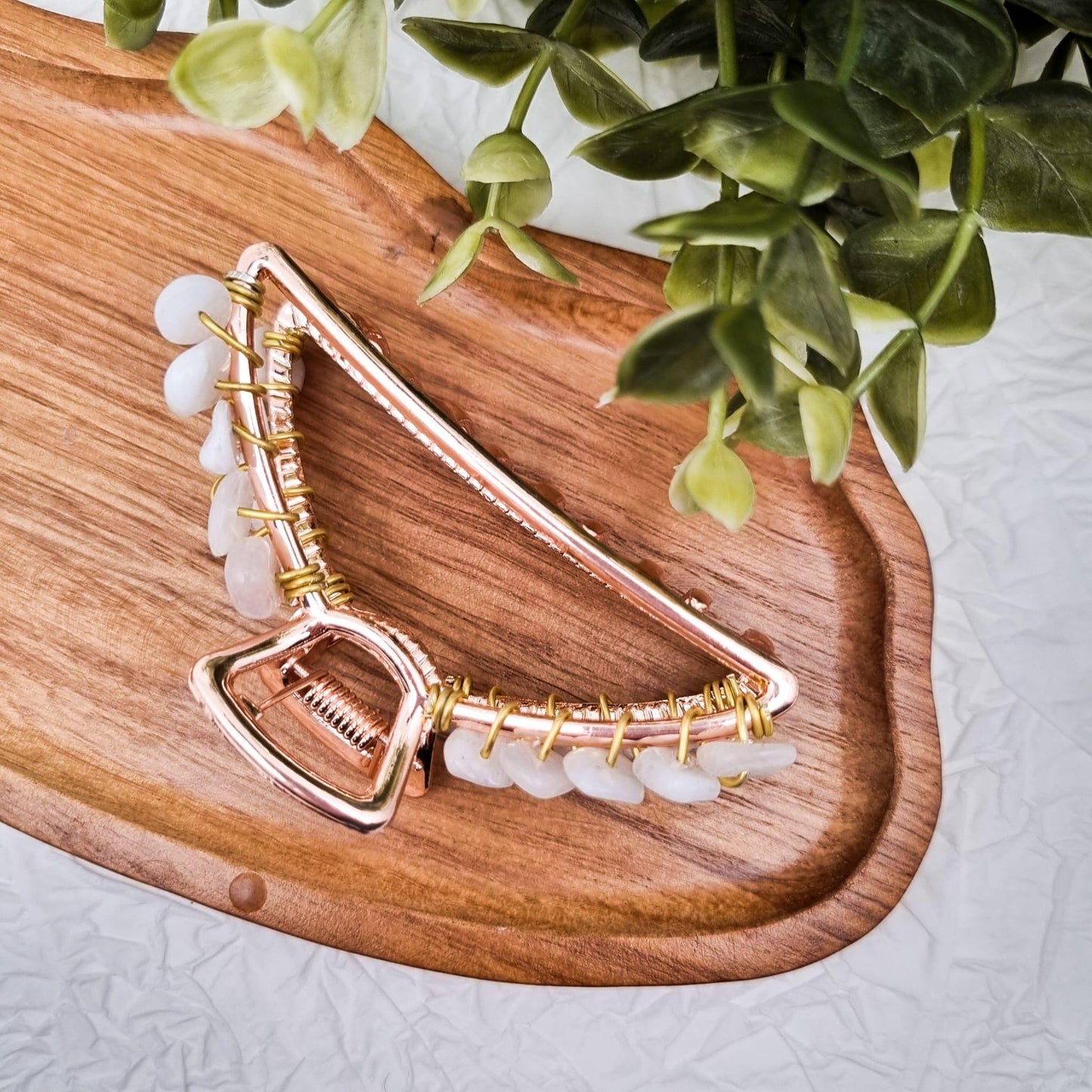 MINI Haarklammer Roségold mit Edelstein | Aquamarin, Aventurin, Amethyst, Sonnenstein, Mondstein, Granat, Tigerauge, Obsidian