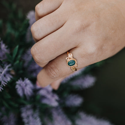 Your Druid Dream Ring - Moosachat & Aventurin Größenverstellbar