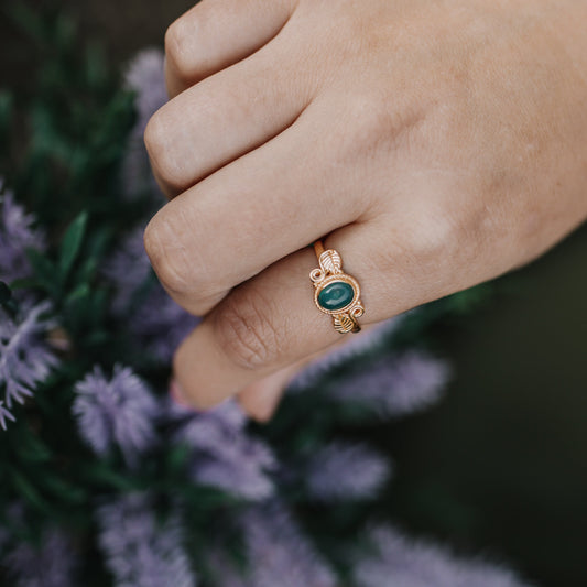 Your Druid Dream Ring - Moosachat & Aventurin Größenverstellbar