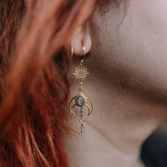 Eclipse Spirit Ohrringe mit Labradorit | Gold & Silber | Edelstahl