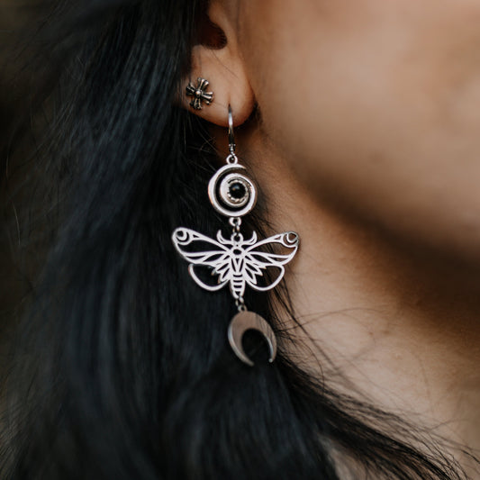 "Papilio Lunae" Ohrringe mit Obsidian | Gold & Silber | Edelstahl