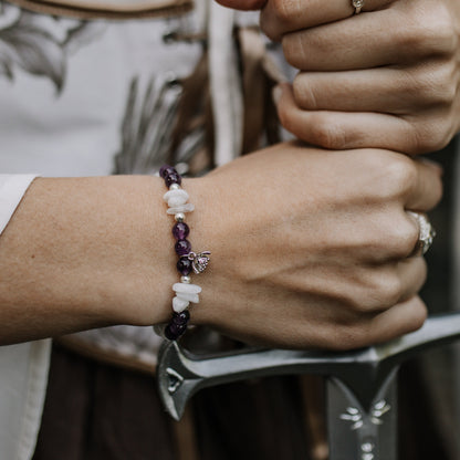 Armband "Lunaria" | Mondstein - Amethyst | Silber | Edelstahl