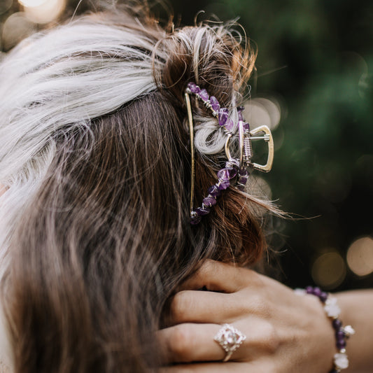 MINI Haarklammer Silber mit Edelsteinen