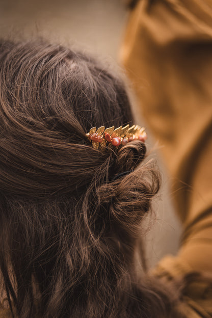 Haarkämme mit verschiedenen Edelsteinen - Haarschmuck | Gold