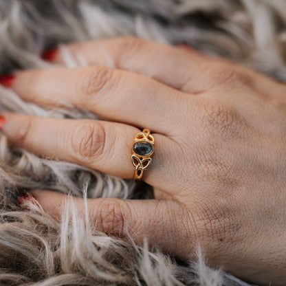 Witchknot Schutz Ring - Mondstein & Labradorit | Größenverstellbar