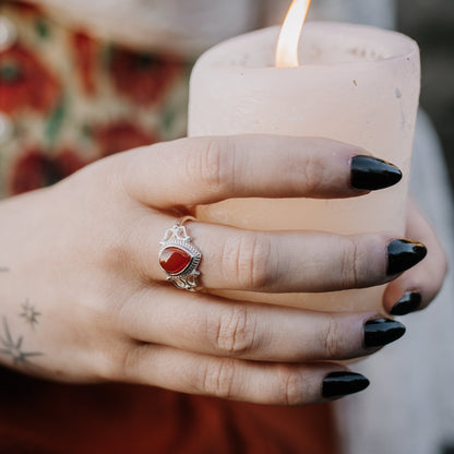 Drops of fire and water Ring | Mondstein - Karneol | Größenverstellbar
