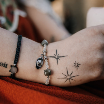 Armband "Oculus Lucis" | Labradorit | Silber & Gold | Edelstahl