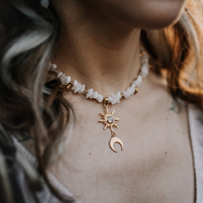 "Luna Solis" Mondstein Splitterkette | Gold & Silberli
