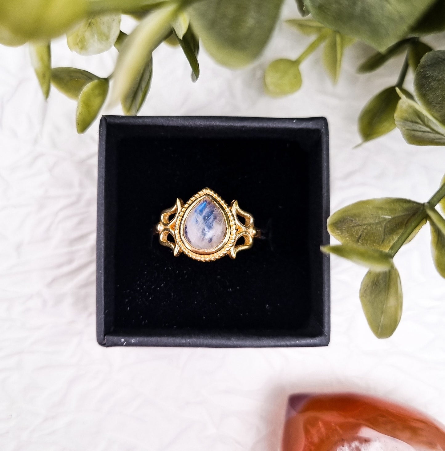 Drops of fire and water Ring | Mondstein - Karneol | Größenverstellbar