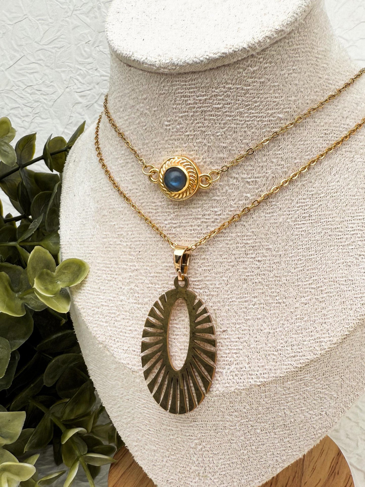 Solstice Glow Labradorit Doppel-Kette | Edelstahl