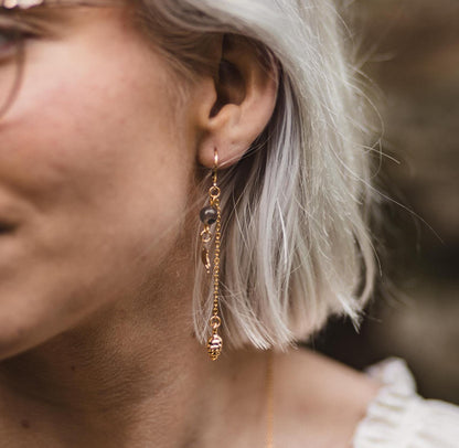 Tannenzapfen Ohrringe mit Moosachat | Gold & Silber