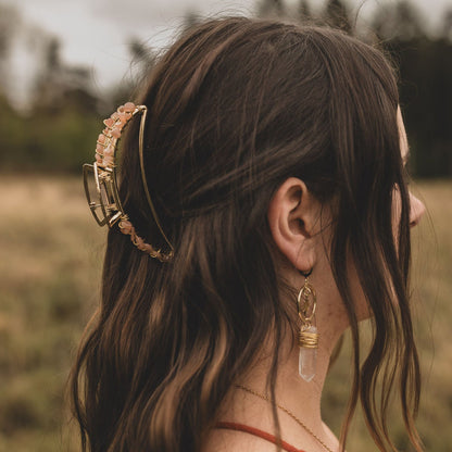 Mond-Haarklammer in Gold mit Edelsteinen