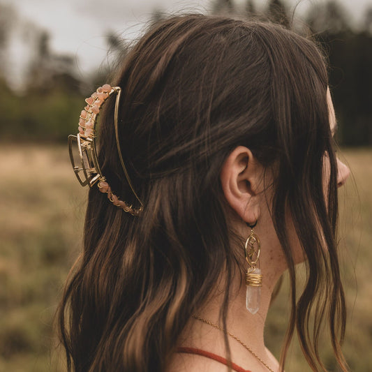 Mond-Haarklammer in Gold mit Edelsteinen