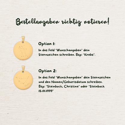 Gravur Sternzeichen | Silber & Gold