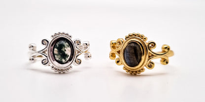 Royal Anarchie Ring | Moosachat - Labradorit Ring | Größenverstellbar