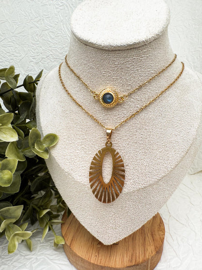 Solstice Glow Labradorit Doppel-Kette | Edelstahl